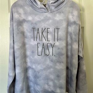 Rae Dunn Light Gray Tie Dye Hoodie